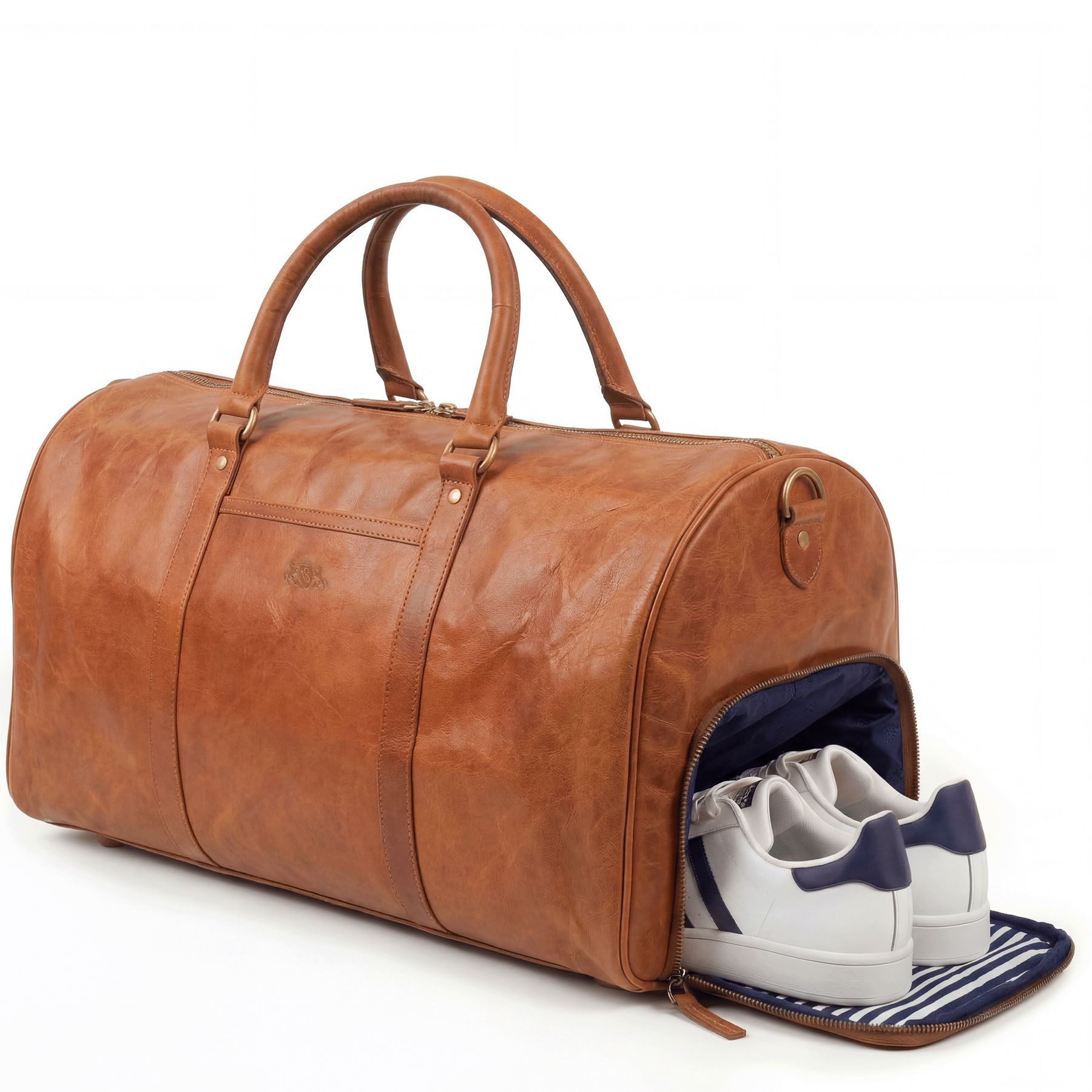 SID & VAIN Reisetasche echt Leder Weekender groß Ledertasche braun SKYLER mit Schuhfach, Echtleder Reisegepäck für Damen & Herren, Sporttasche XL Hellbraun