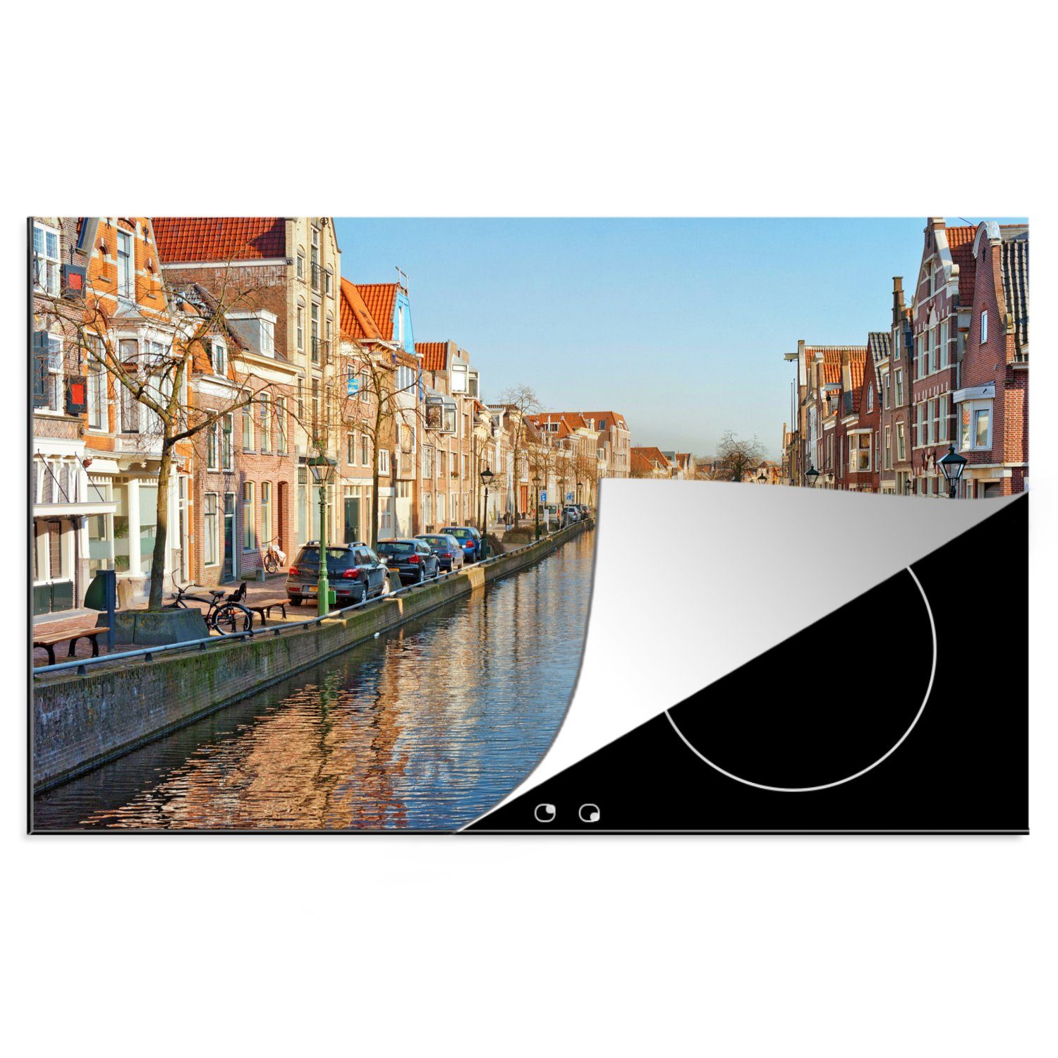 (1 MuchoWow die Ceranfeldabdeckung Schutz Gracht, 81x52 Vinyl, - - Niederlande küche, cm, für Alkmaar tlg), Induktionskochfeld Herdblende-/Abdeckplatte