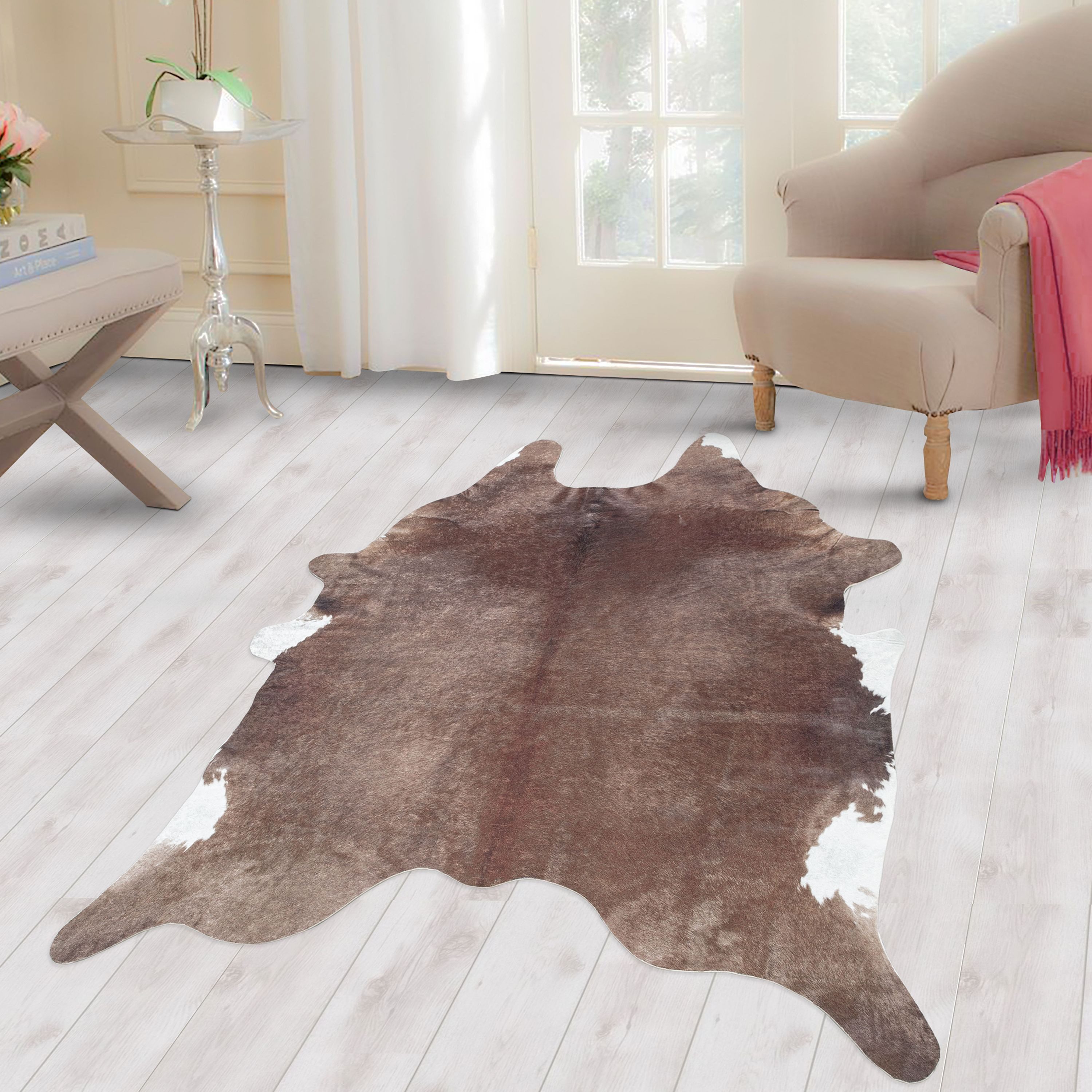 Carpettex Fellteppich Rindsleder Imitat, Rund, Höhe: 7 mm, Fellteppich Kuhf günstig online kaufen