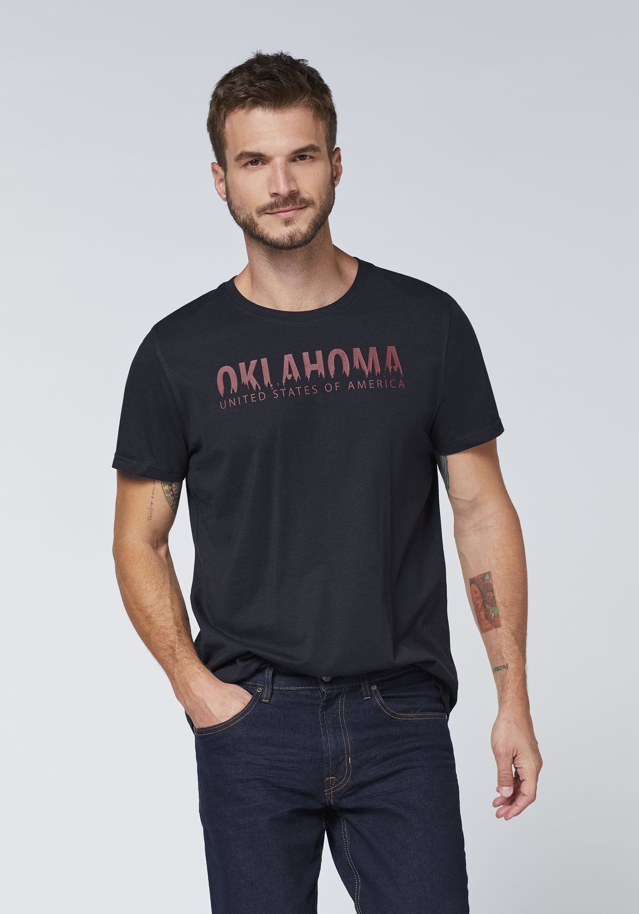 Jeans im Nature-Label-Look Print-Shirt Oklahoma Eclipse 19-4010 Total