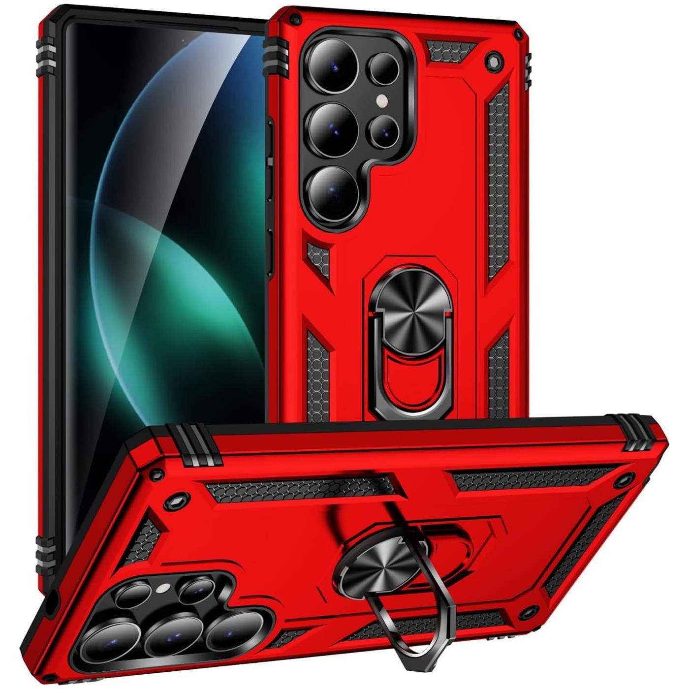 CoolGadget Handyhülle Armor Shield Case für Samsung Galaxy S25 Ultra 6,9 Zoll, Outdoor Cover mit Magnet Ringhalterung Hülle für Samsung S25 Ultra