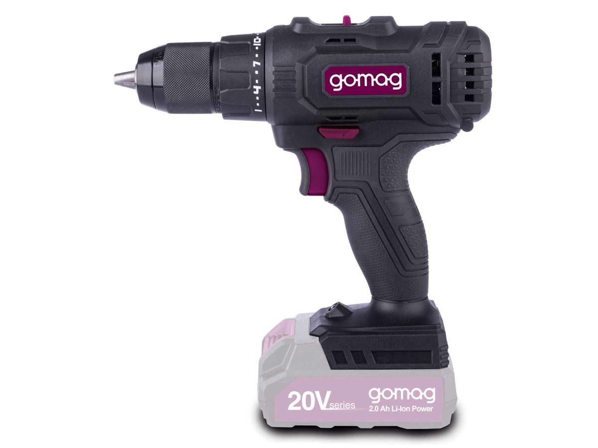 Gomag Akku-Bohrschrauber GO-BS45, 20 V, (1-tlg., ohne Akkus & Ladegerät), inkl. Gürtelclip, 45 Nm Drehmoment