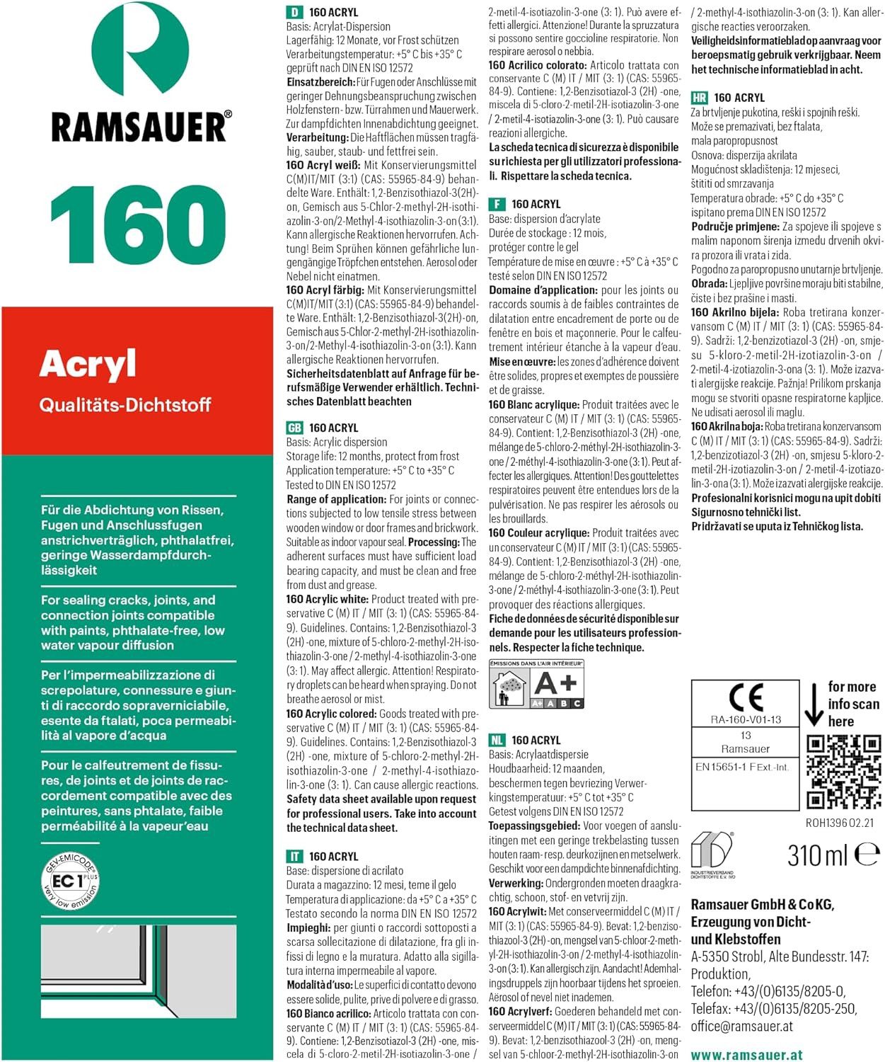 Ramsauer Dichtstoff Ramsauer 160 Acryldichtstoff 1K günstig online kaufen