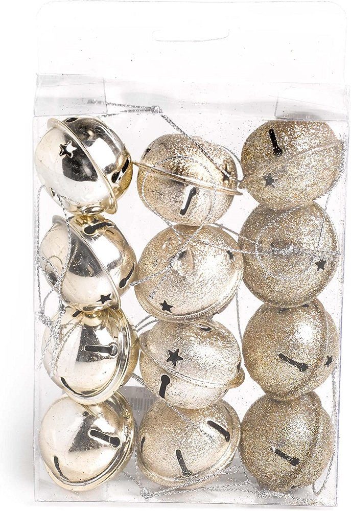 Kaemingk Christbaumschmuck Glocken Metallglocken Weihnachten Baumschmuck gold 12 tlg