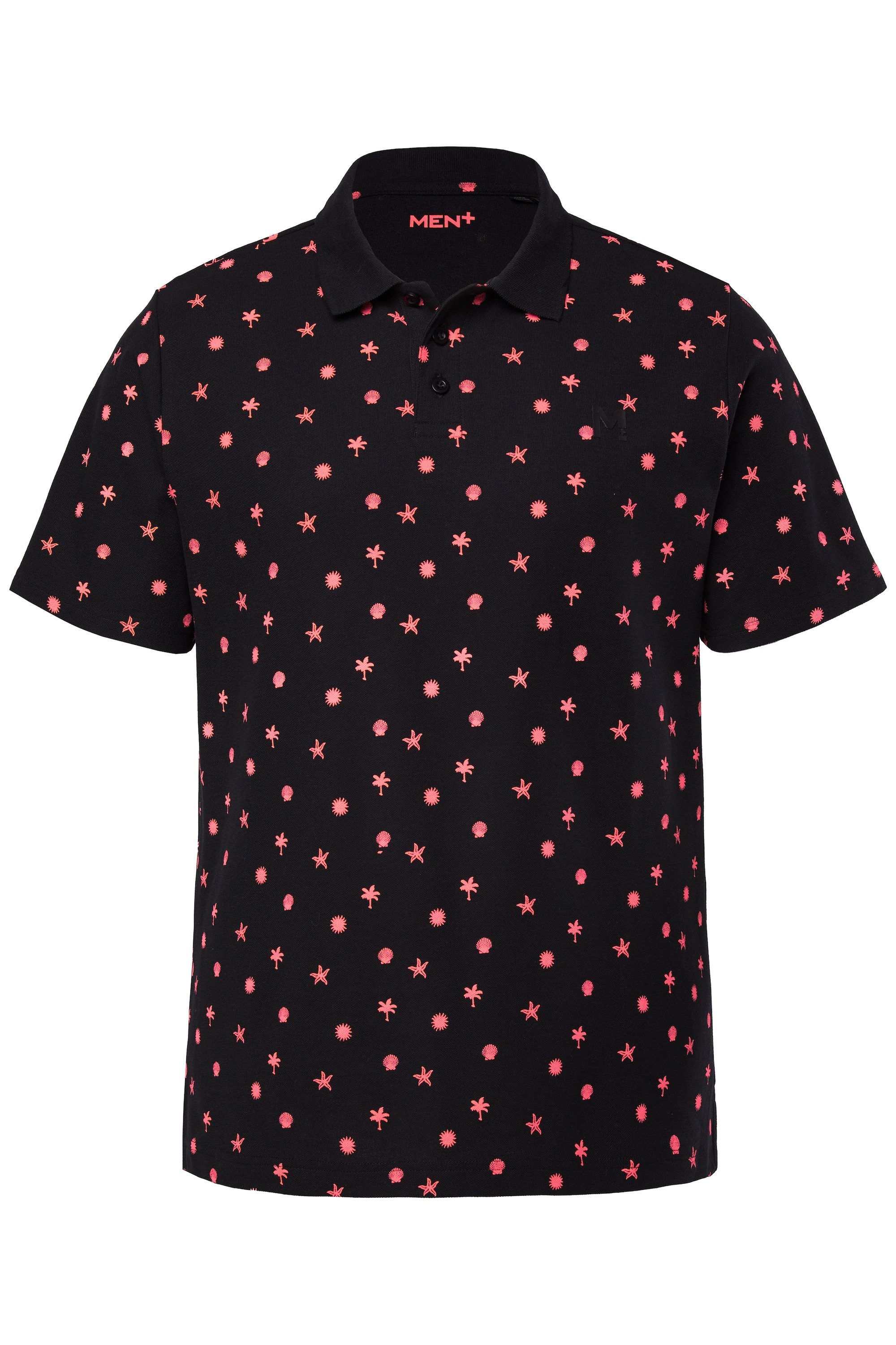 Men Plus Poloshirt Poloshirt Piqué Alloverprint Halbarm günstig online kaufen
