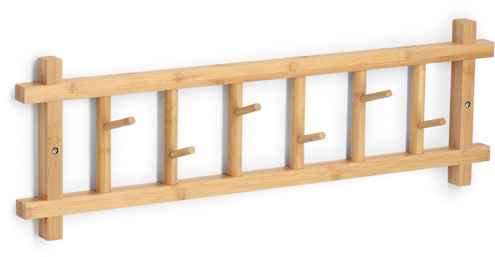 Zeller Present Garderobenleiste Wandgarderobe, Bambus, hochwertiges Material, 6 Haken