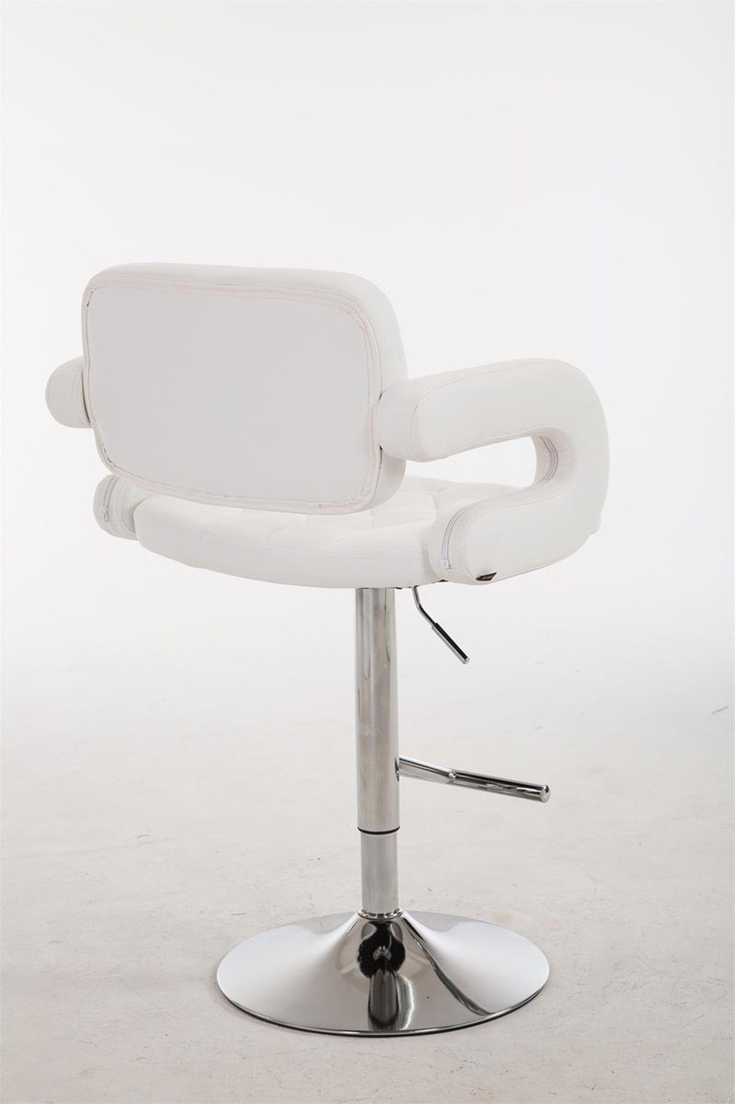 Theke drehbar Fußstütze Sitzfläche: Metall Hocker - und Dublin 360° - Barhocker & für bequemer chrom Rückenlehne Weiß TPFLiving (mit - Küche), Gestell Kunstleder