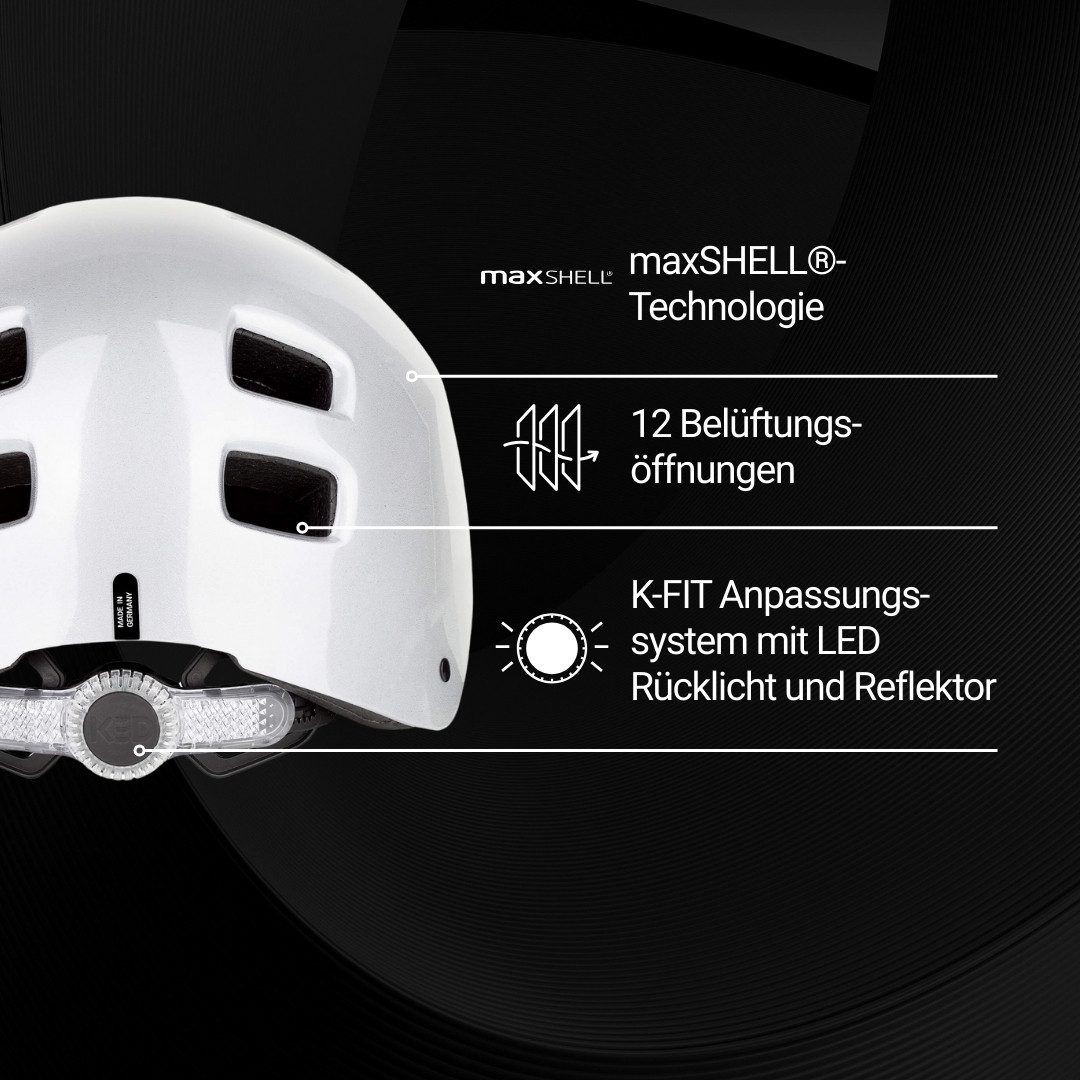 KED Fahrradhelm Citro City Fahrradhelm, MaxShell Schutz, Sicherer K-Lock Verschluss Und LED-Rücklicht