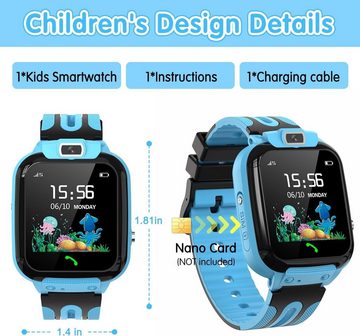 clleylise für Jungen Mädchen 4-16 Jahre Student Geschenk Touchscreen Smartwatch, mit GPS Telefon Voice Chat, SOS IP68 Wasserdicht Spiel Kamera Wecker