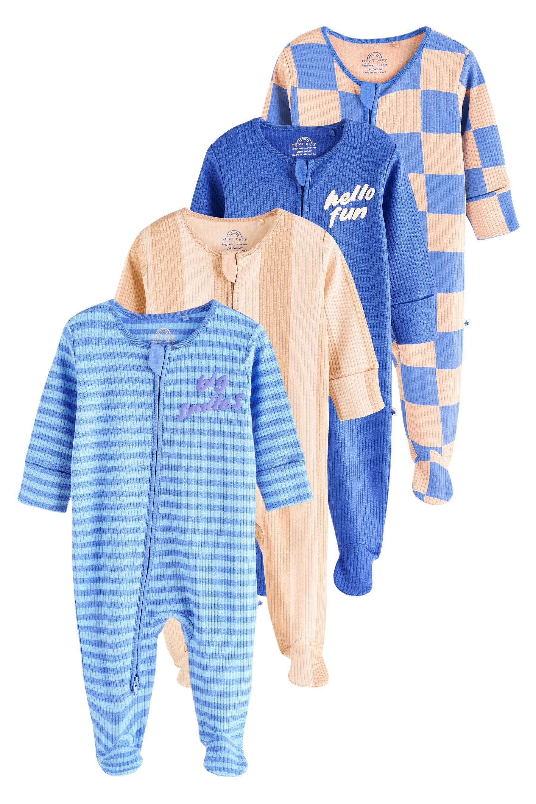 Next Schlafoverall Baby-Schlafanzüge mit Reißverschluss 4er-Pack (4-tlg)