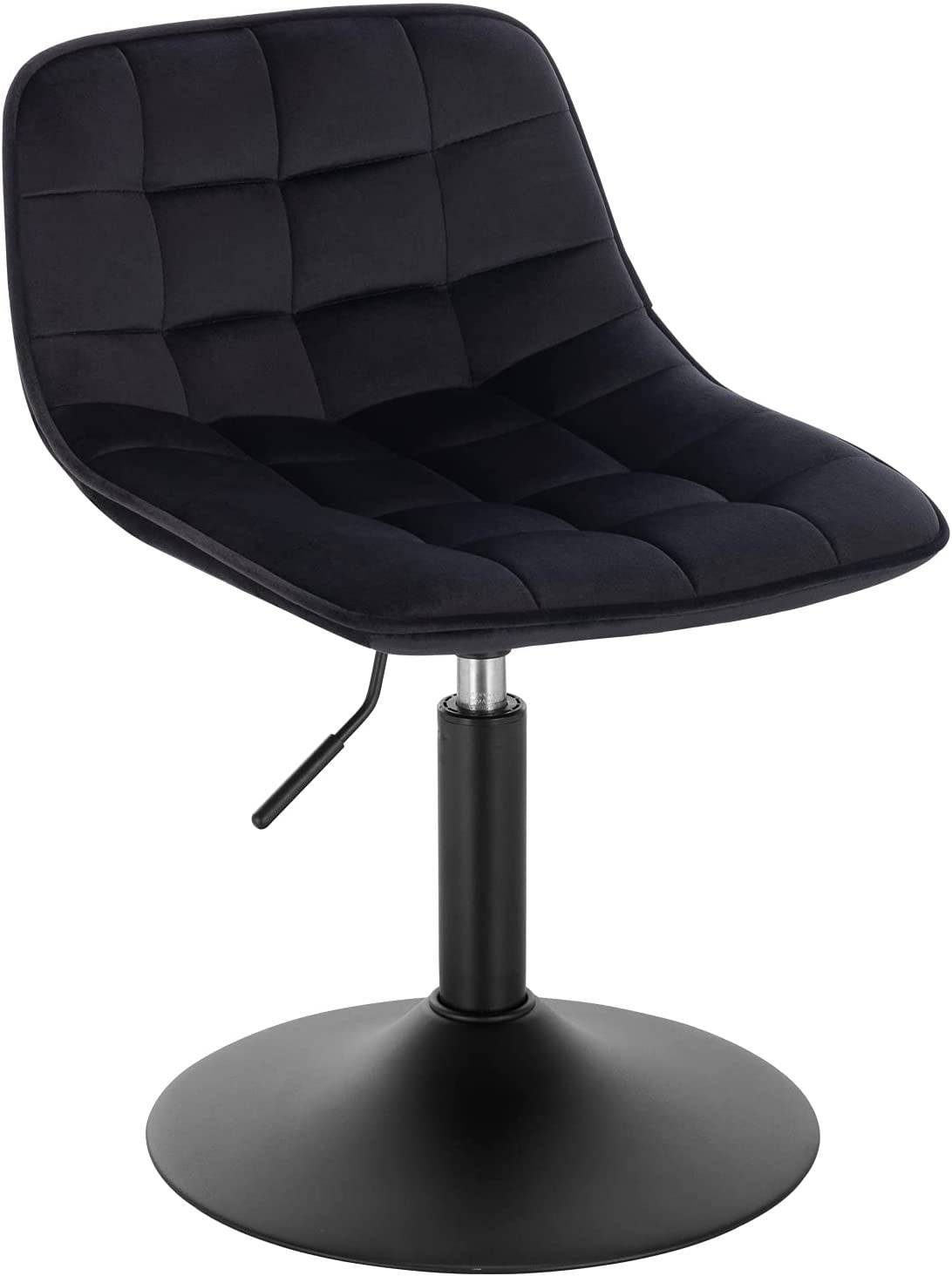 Woltu Barhocker (1 St), Schminkhocker 360° Schwenken Samt Sitz 38-49.5cm Hoch schwarz