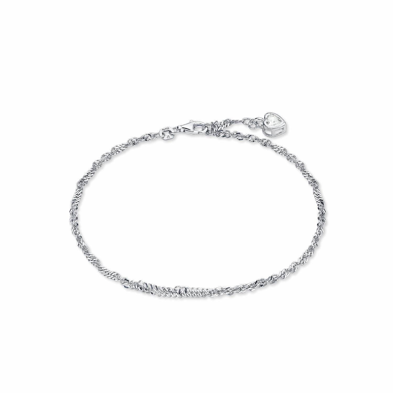 Amor Fußkette mit Anhänger Schmuck Geschenk Silber 925 Körperschmuck Herz, mit Zirkonia (synth)
