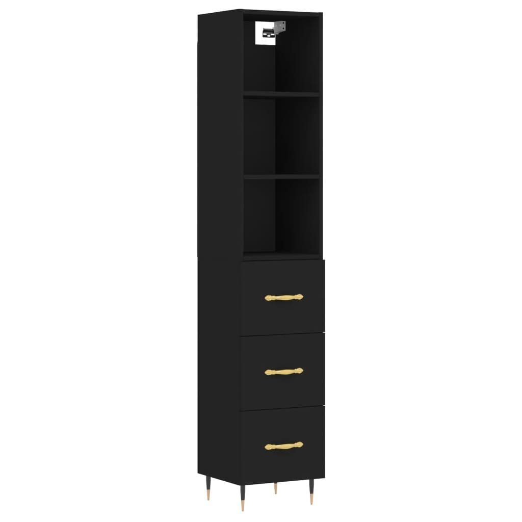 cm Regal Highboard vidaXL Holzwerksto 34,5x34x180 Schwarz Hochschrank Schrank Kleiderschrank