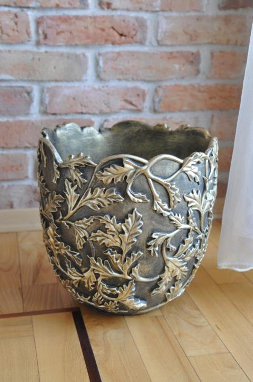 Übertopf Hand Topf Skulptur bemalt JVmoebel Vase Blumentopf Blumentöpfe Vase Designer