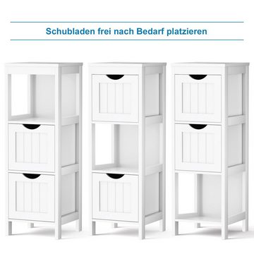 COSTWAY Badkommode, Badezimmerschrank, mit 2 Schubladen & Regal, 30x30x90cm