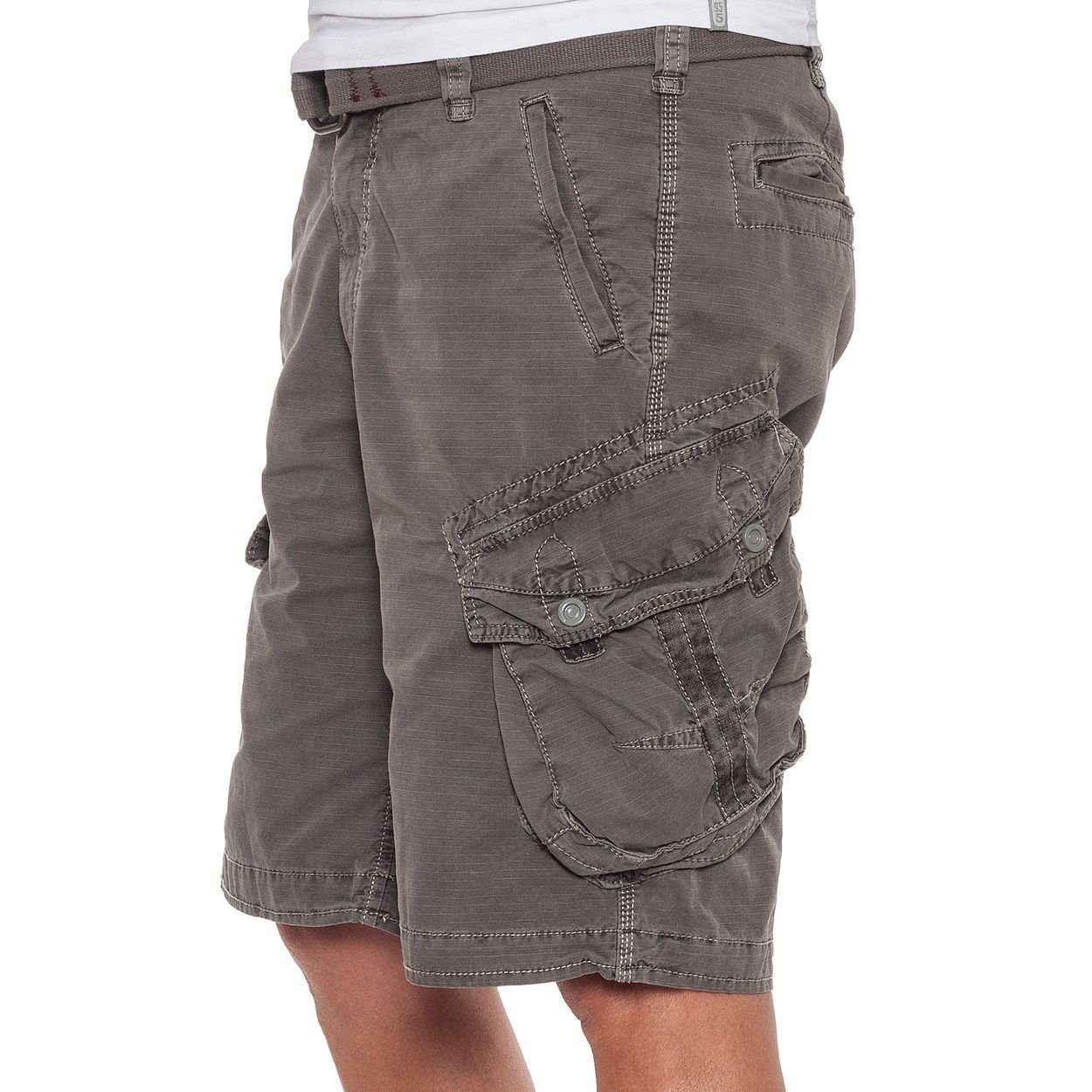 off mit 3 Lag Dark Grey Cargoshorts Gürtel Take Jet