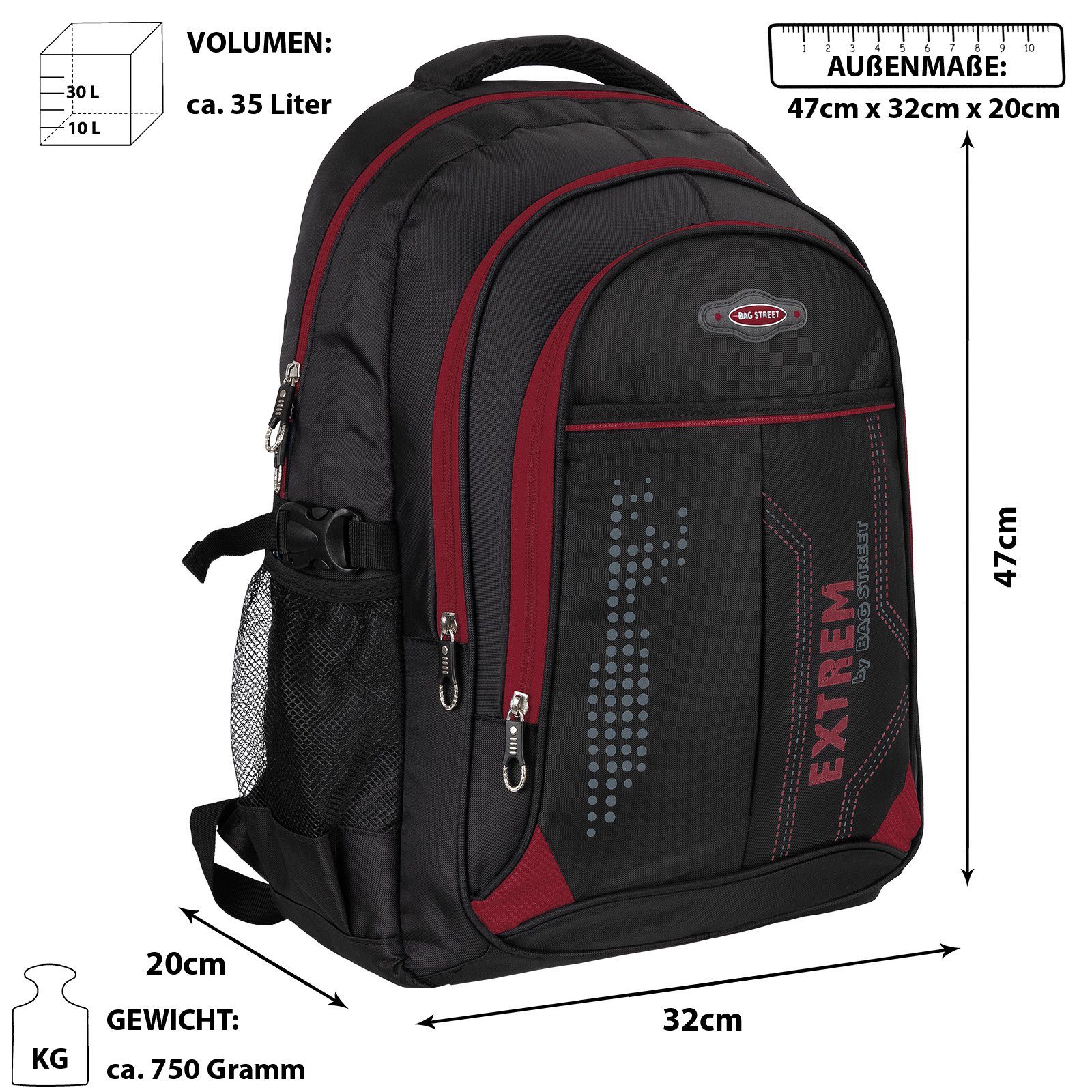 Businessrucksack Rucksack BAG Rucksack Sport Reise Freizeitrucksack, STREET Freizeit Herren Schulrucksack Wandern Arbei, Damen Rot Sportrucksack,