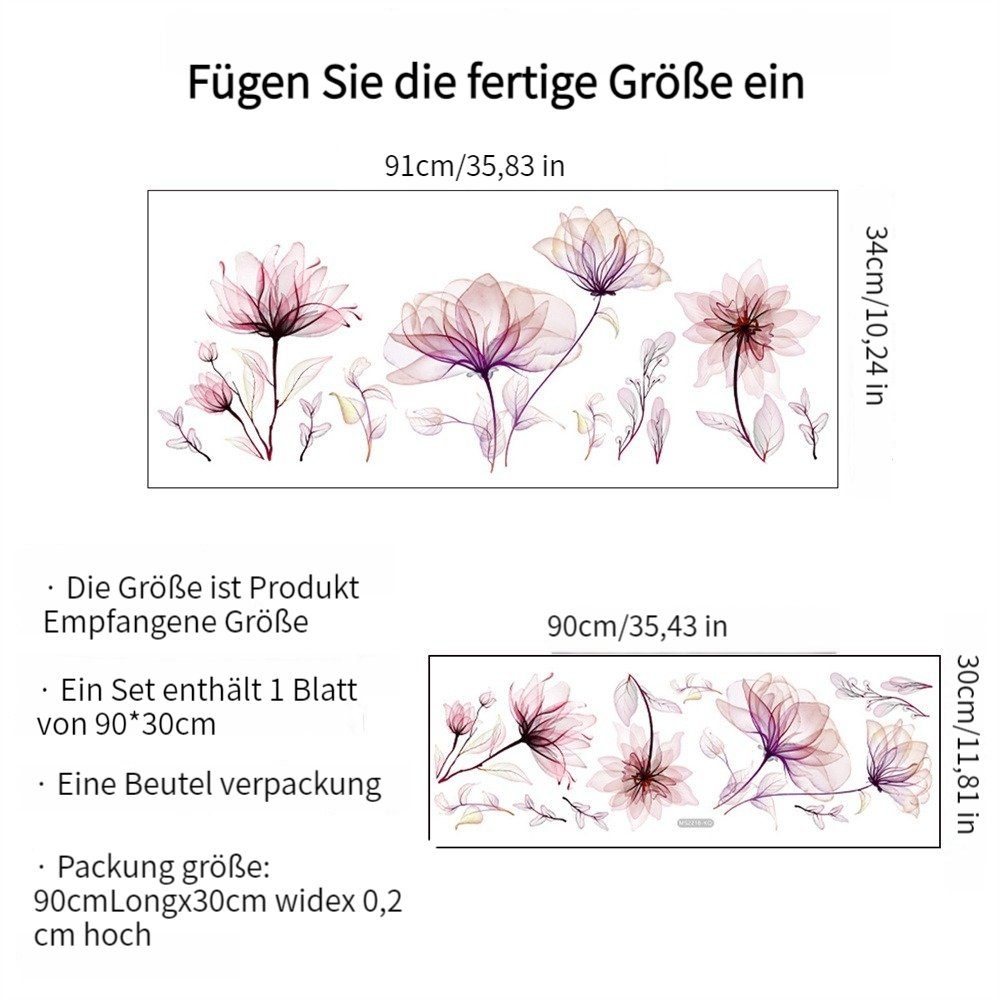 Wandaufkleber, Wandtattoo Zimmer Blume Wohnzimmer Dekorative Aufkleber Rouemi Fenster