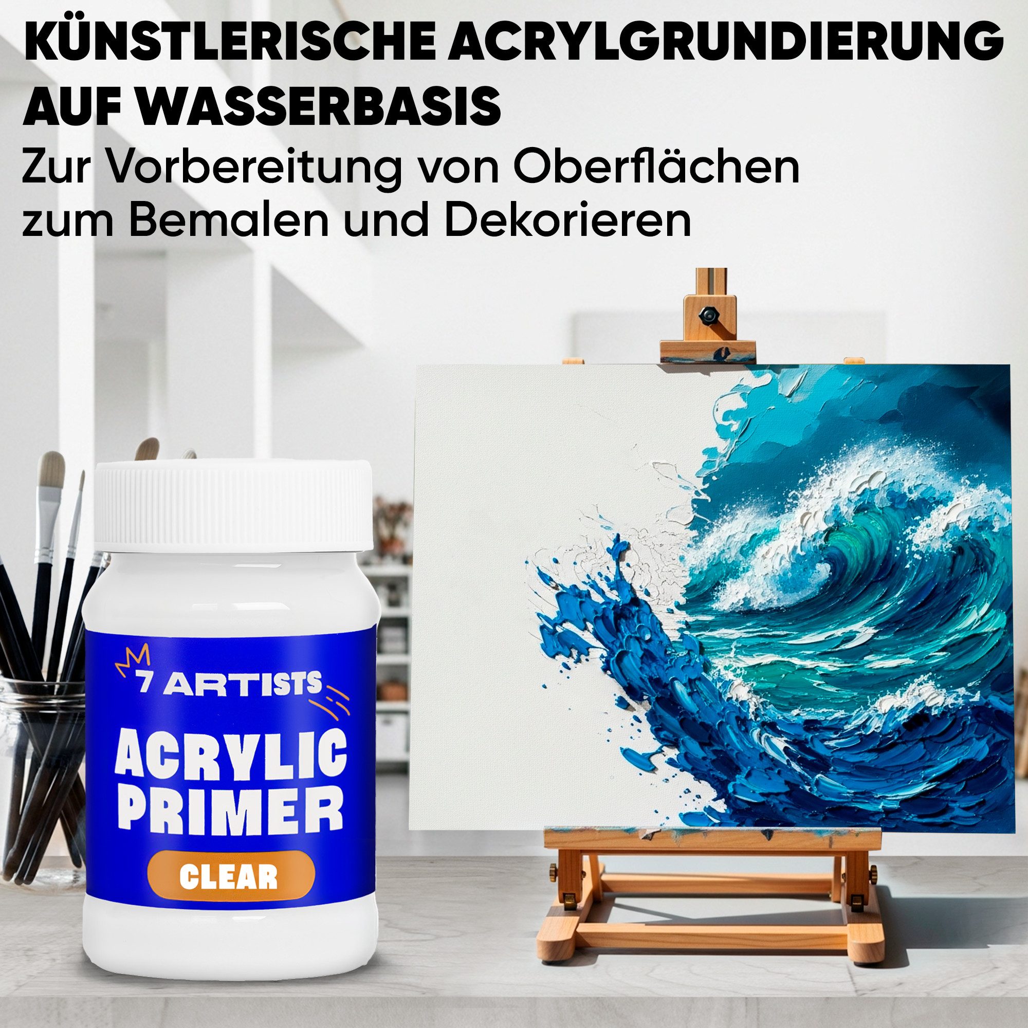 7 Artists Acrylfarbe 7 Artists Acryl Primer Grundierung für Leinwand, Holz, Papier