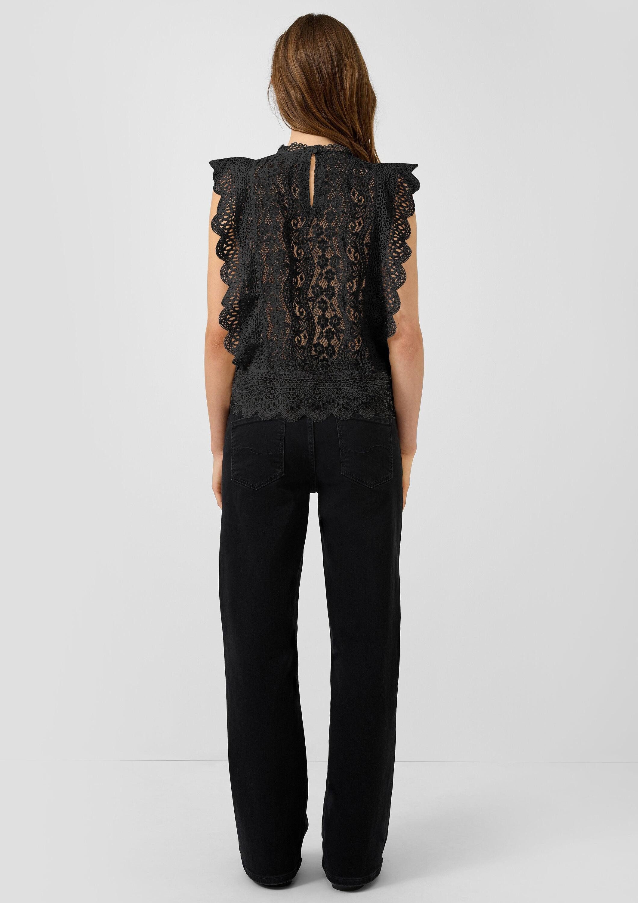 QS Blusentop Bluse Blusentop aus Spitze