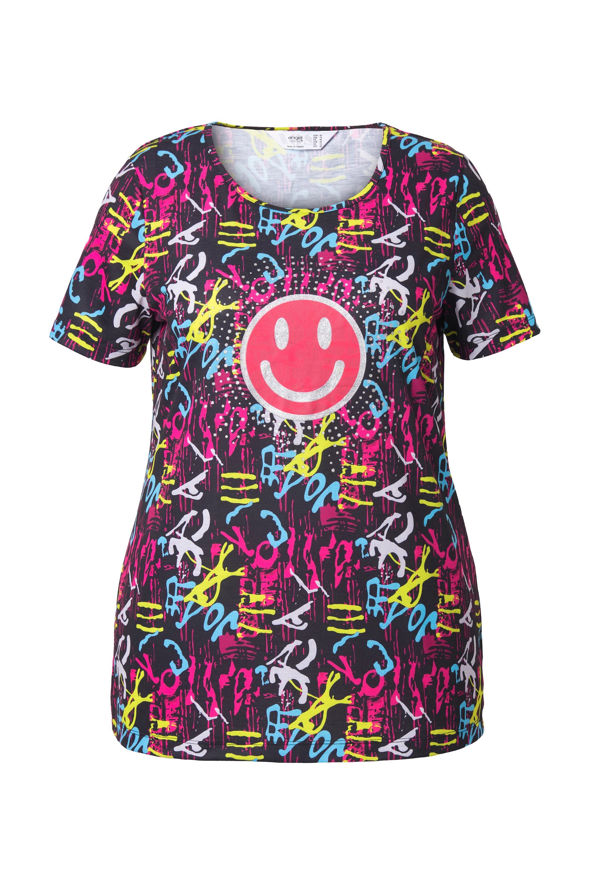 Angel of Style T-Shirt T-Shirt Smiley auf Buchstabenmuster günstig online kaufen