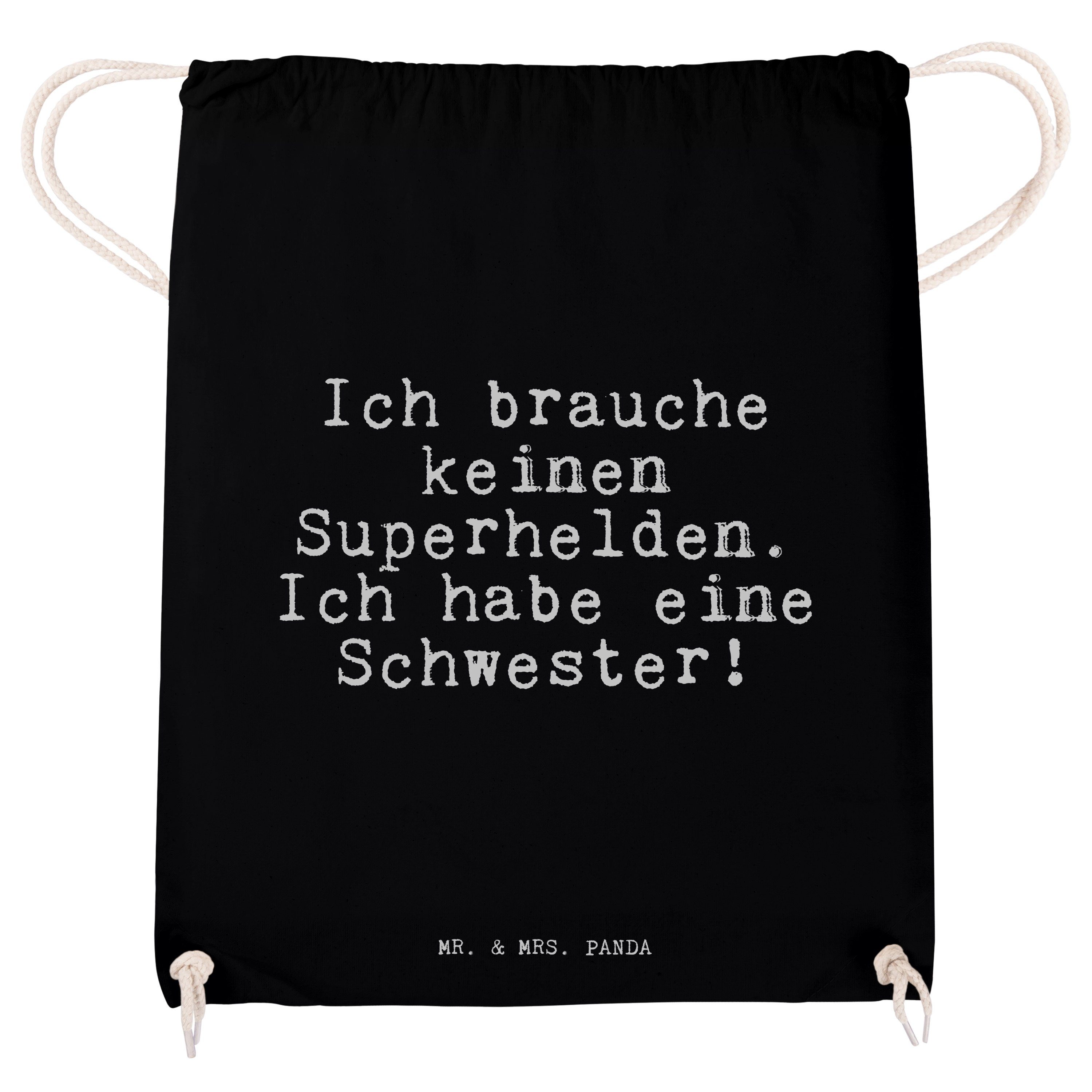brauche Schwester Sp Geschenk, Ich Sporttasche keinen (1-tlg) - Superhelden.... Mr. Mrs. - Panda Schwarz &