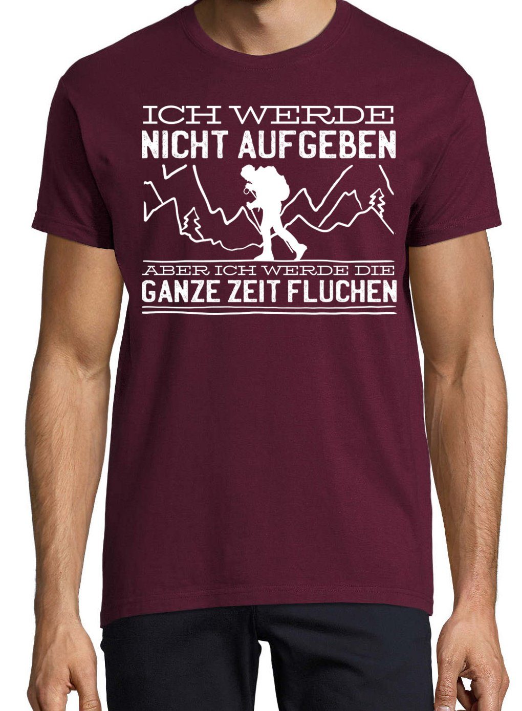 Youth Designz T-Shirt Herren Frontdruck Wandern T-Shirt Burgund Aufgeben Nicht Trendigem mit