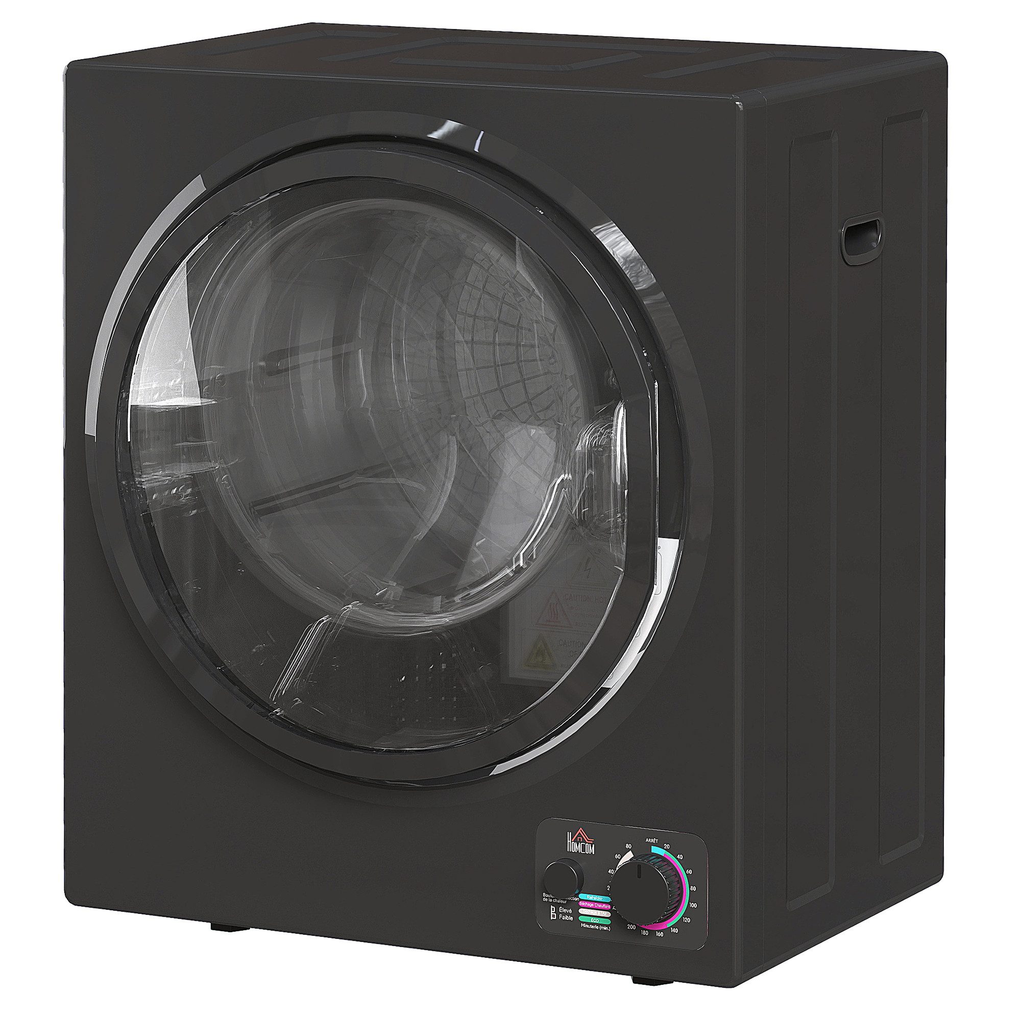 ibettertec Elektrischer Wäschetrockner Portabler Wäschetrockner 850W 33L 4 Programme Edelstahl, 49x40,5x60cm Schwarz – Ideal für Wohnung & Haus