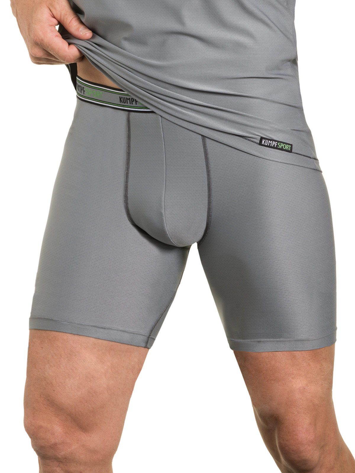 KUMPF Retro Pants Herren Gummibund 1-St) grau mit Pants und Materialmix Sportwä (Stück, Bein Tactel