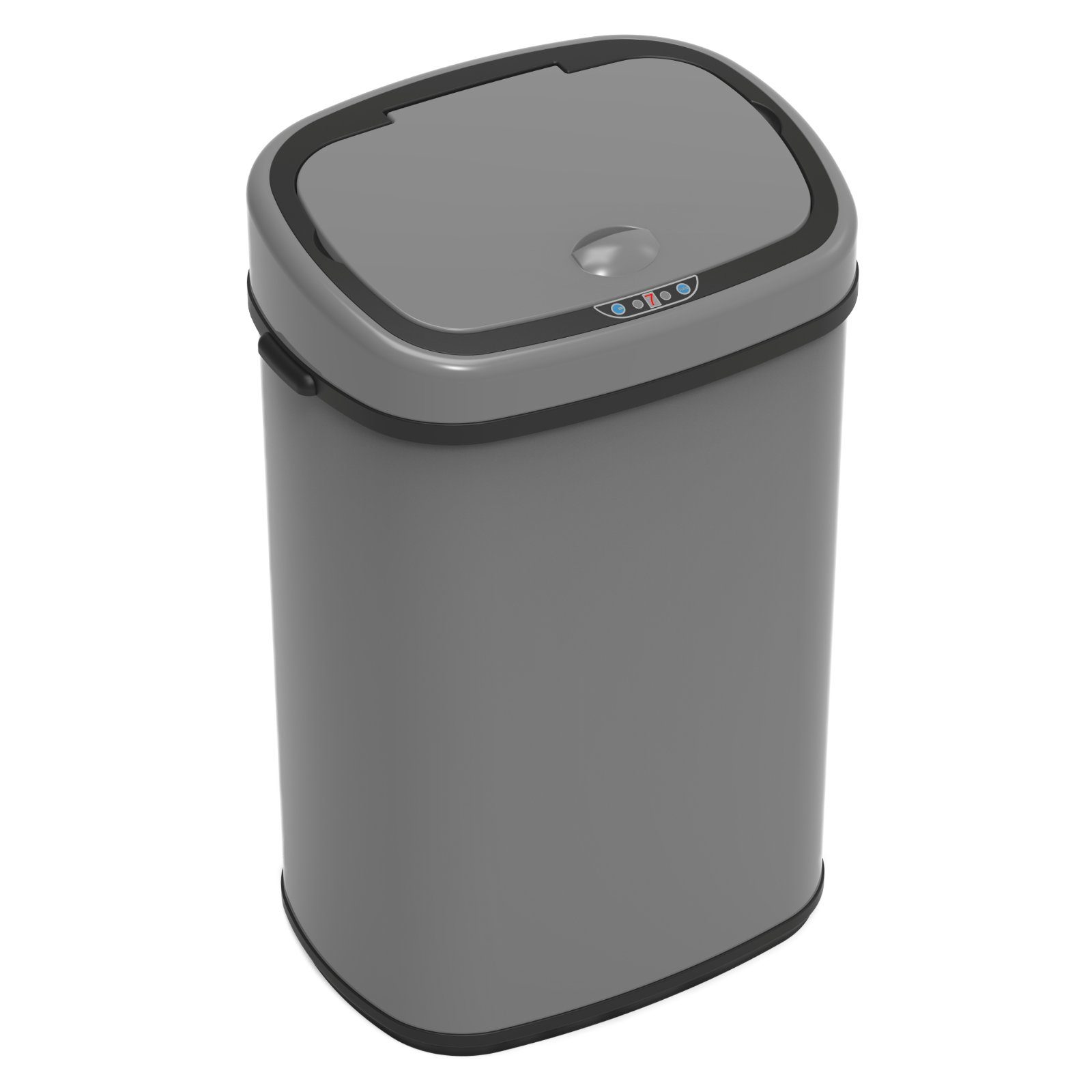 SVITA Mülleimer, 30L, Bewegungssensor, Klemmbeutel für Müllbeutel, Stahl, Grau