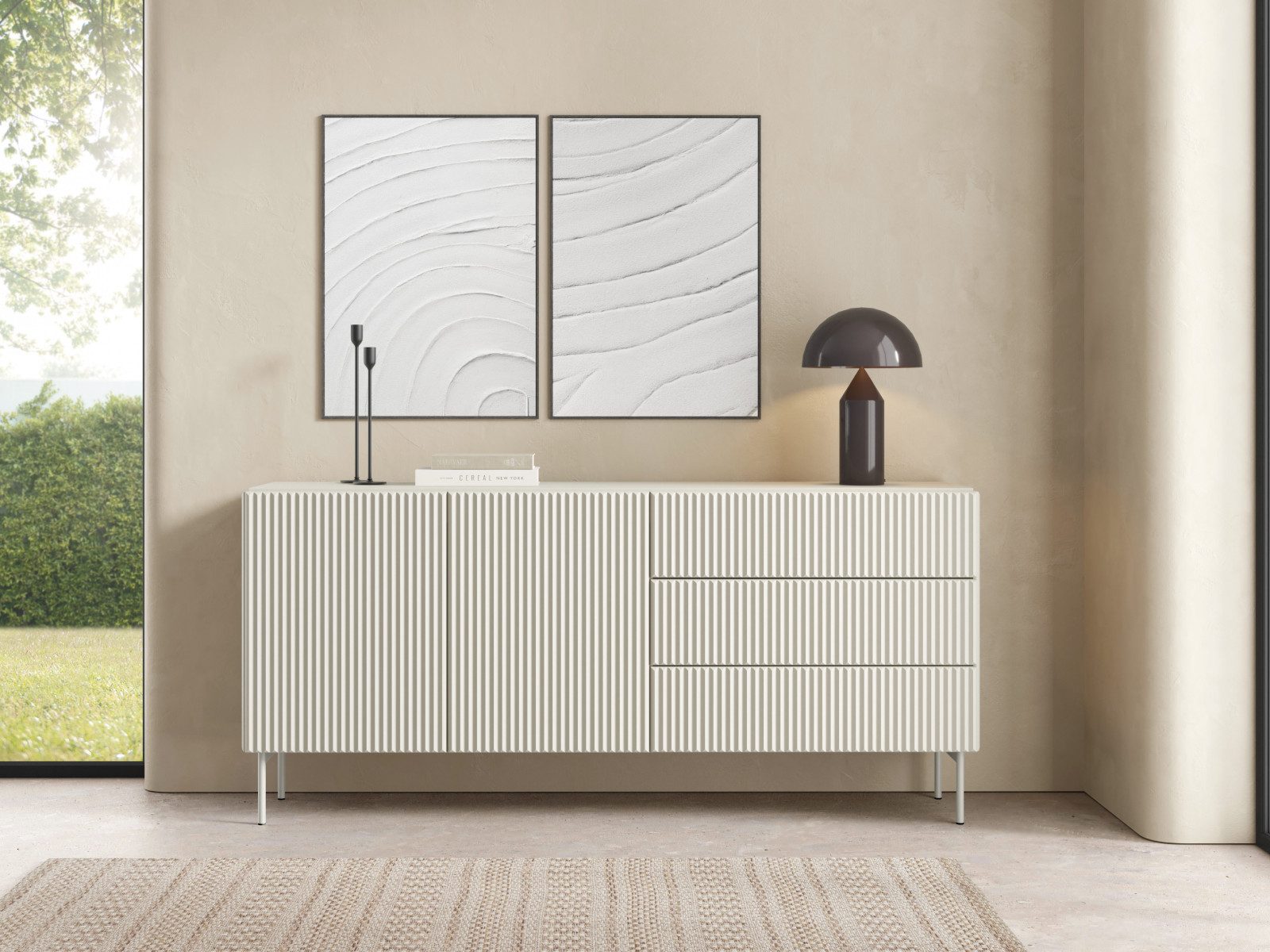 yourhouse24 Kommode Muti 2d3s 177x81x40 cm Kaschmir, Schwarz