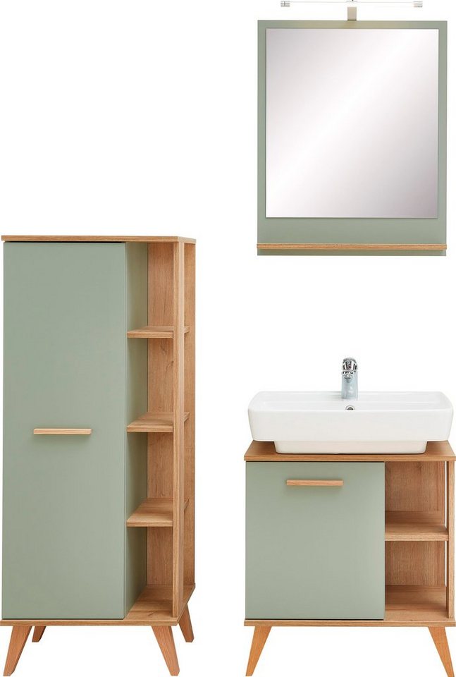 PELIPAL Badmöbel-Set Quickset 963, (3-St), Breite 60 cm, Spiegel,  Midischrank und Waschbeckenunterschrank