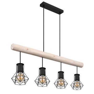 etc-shop Pendelleuchte, Leuchtmittel nicht inklusive, Hängelampe Pendelleuchte Esstischlampe, Industrial Holzlampe