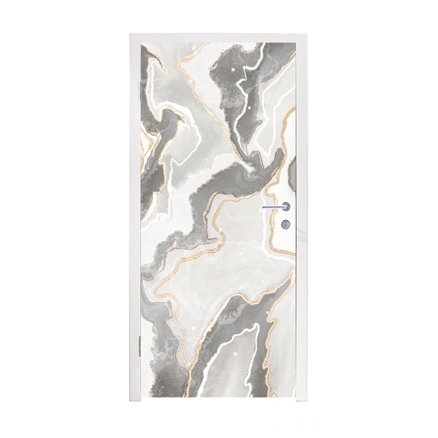 MuchoWow Türtapete Marmor - Braun - Grau, Matt, bedruckt, (1 St), Fototapete für Tür, Türaufkleber, 75x205 cm | Türtapeten