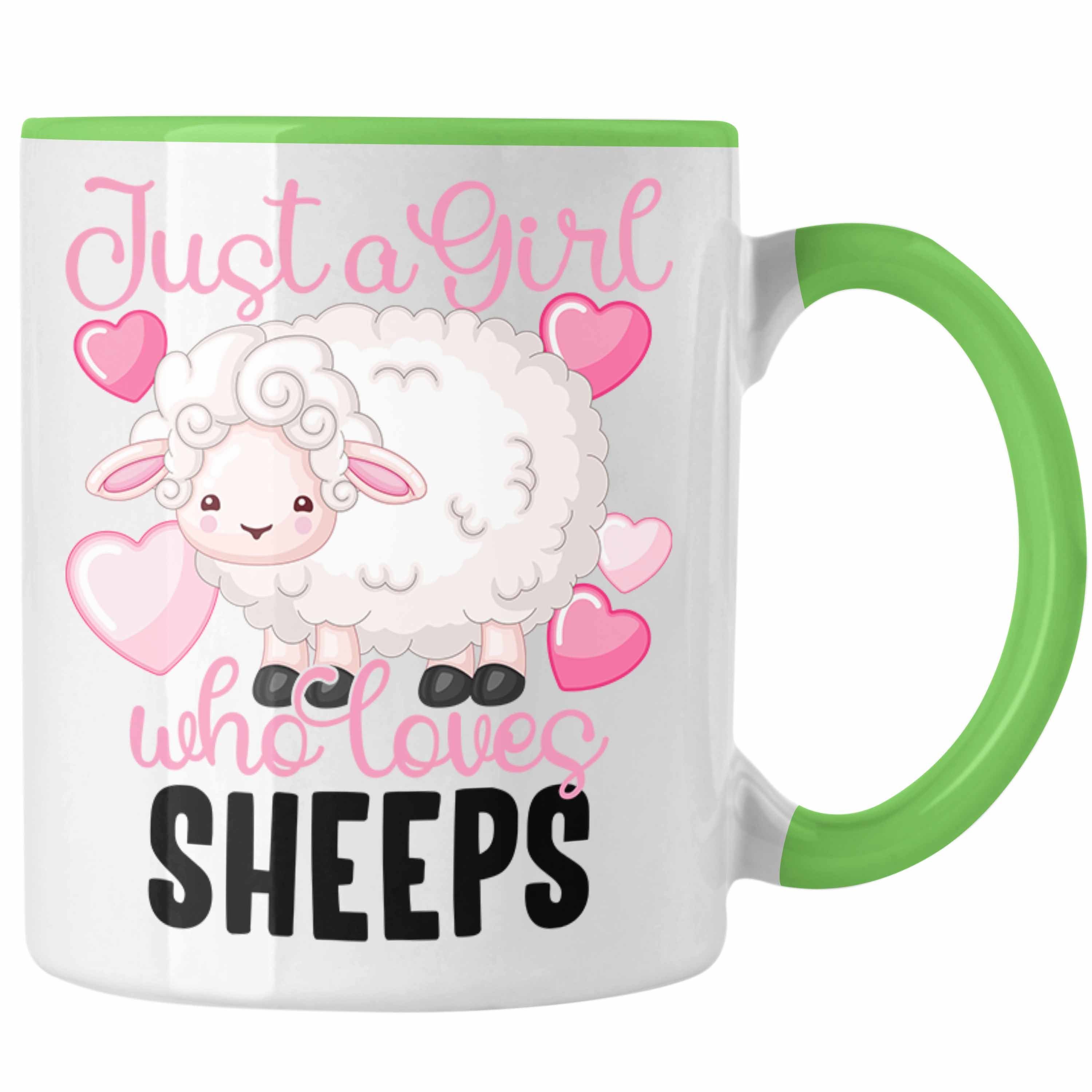 Trendation Tasse Lustige Schaf-Tasse Geschenk für Frauen Mädchen Schafhirtin Grün