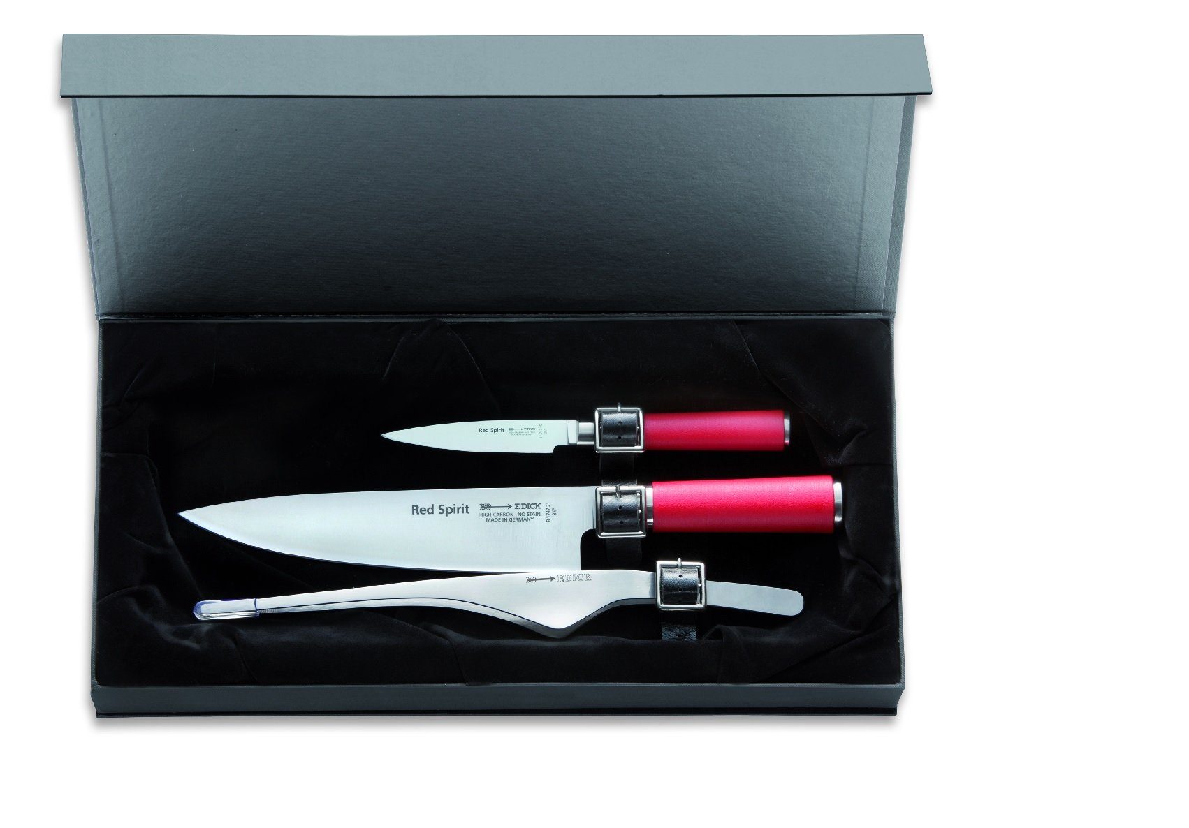 F. DICK Messer-Set Dick Red Spirit Set 3- teilig Officemesser Kochmesser Pinzette 8174800
