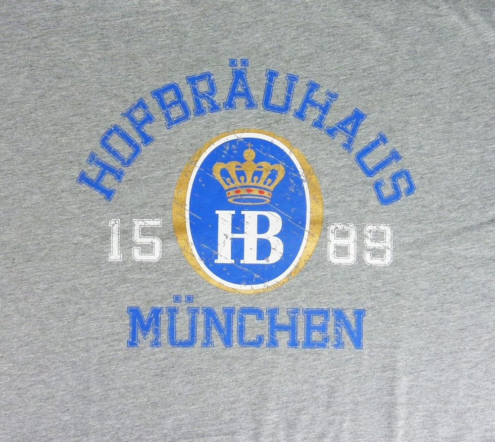 Hofbräuhaus München T-Shirt "College", grau-melange 85% Baumwolle und 15% Viscose