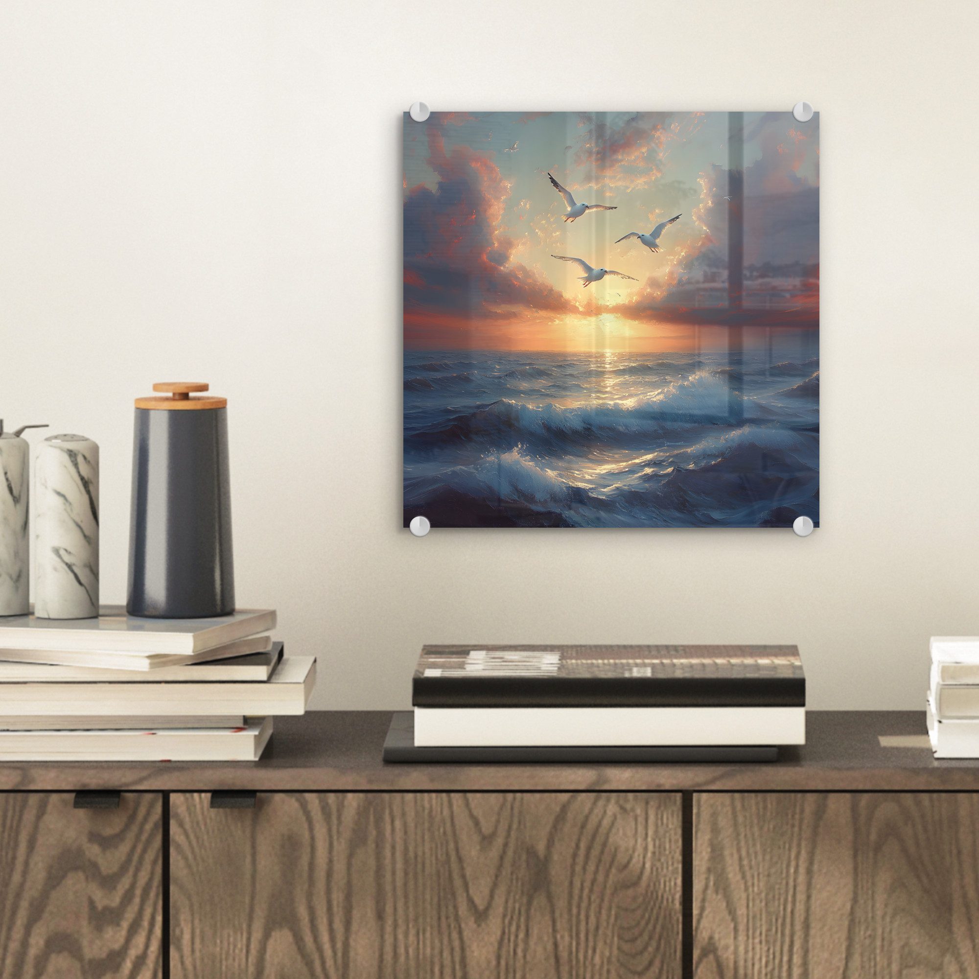 MuchoWow Acrylglasbild Möwen - Sonnenuntergang - günstig online kaufen