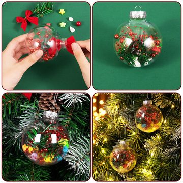Casaria Weihnachtsbaumkugel, Christbaumkugeln 24tlg Ø6cm Kunststoff transparent gefüllt