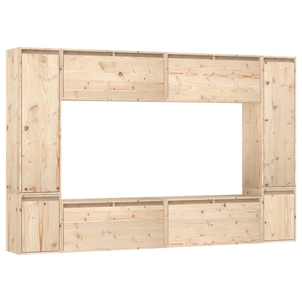 vidaXL Kiefer TV-Schränke Massivholz Stk. Natur (8-St) 8 TV-Schrank