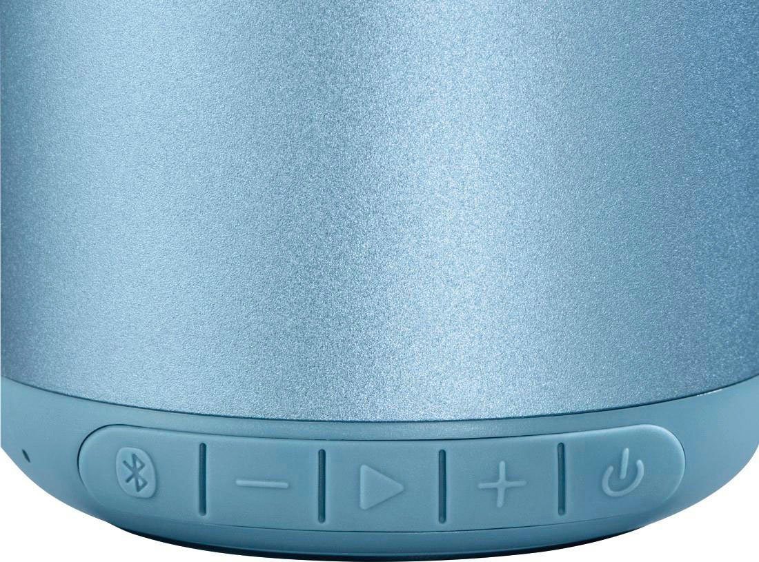 Hama Bluetooth® Lautsprecher "Drum 2.0" Robustes Aluminiumgehäuse) HFP, (A2DP Bluetooth-Lautsprecher Bluetooth, Freisprecheinrichtung) Integrierte AVRCP Bluetooth, hellblau W (3,5