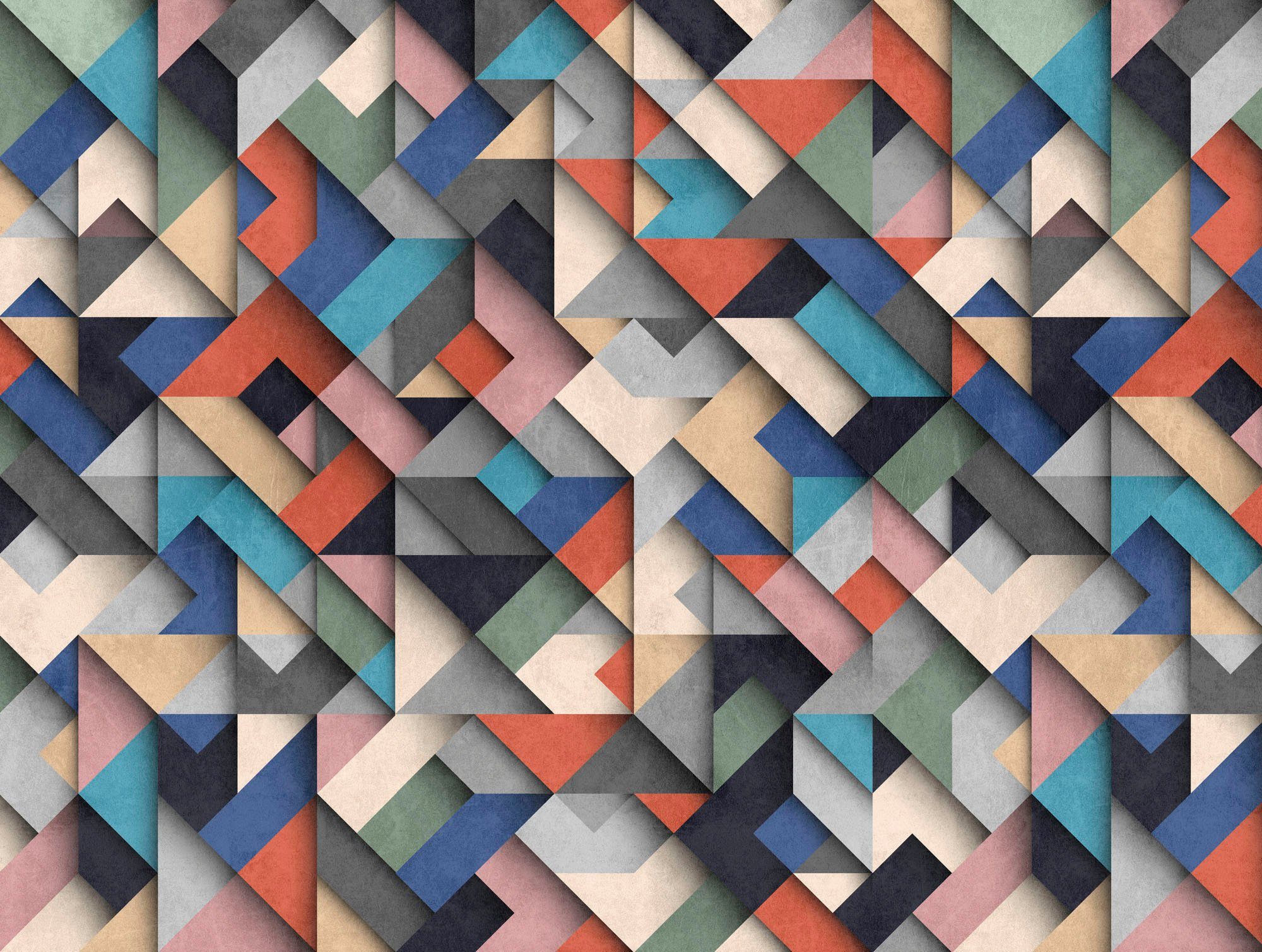 living walls Fototapete The Wall, glatt, 3D-Optik, geometrisch, mehrfarbig, Fototapete Geometrisch Tapete 3D Tapeten Wohnzimmer Design Wandtapete