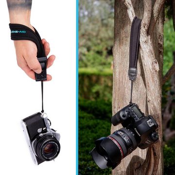 Lens-Aid Kamerazubehör-Set Handschlaufe aus Neopren für Kamera: Kameragurt fürs Handgelenk geeignet für Canon, Nikon, Sony, Fujifilm, Olympus, Pentax, Leica etc.