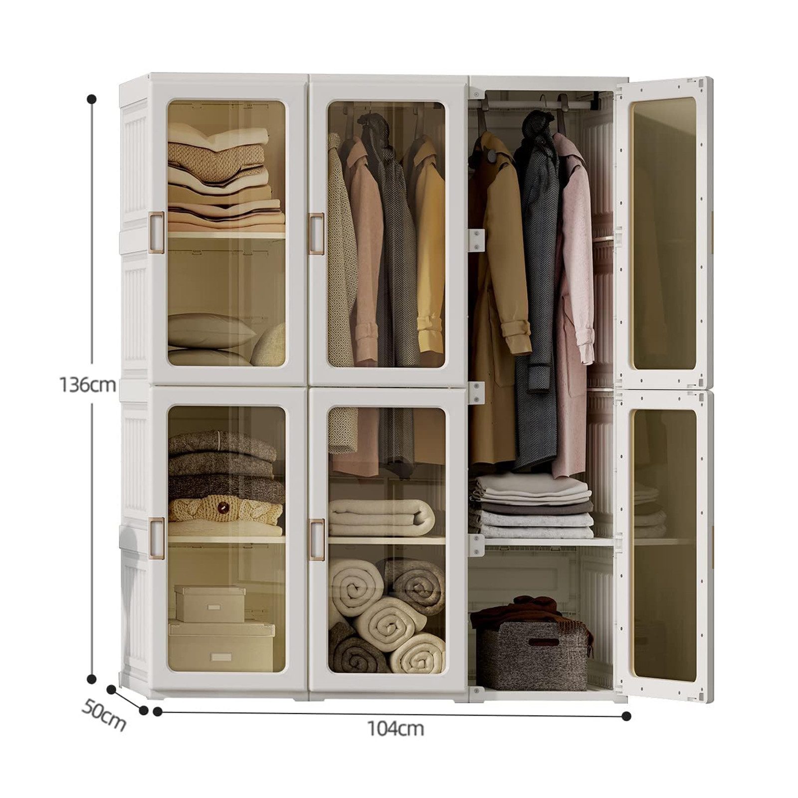 Dripex Kleiderschrank Faltbarer Schrank Mehrzweckschrank mit magnetische Tü günstig online kaufen