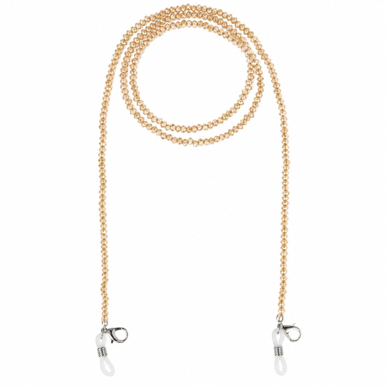 Trachtenland Brillenband Brillenkette mit Glaskristallperlen, Gold