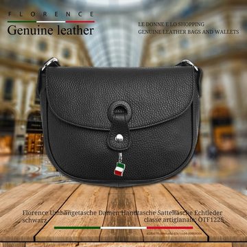 FLORENCE Schultertasche Florence Damen Umhängetasche Abendtasche (Schultertasche), Damen Leder Schultertasche, schwarz ca. 21cm