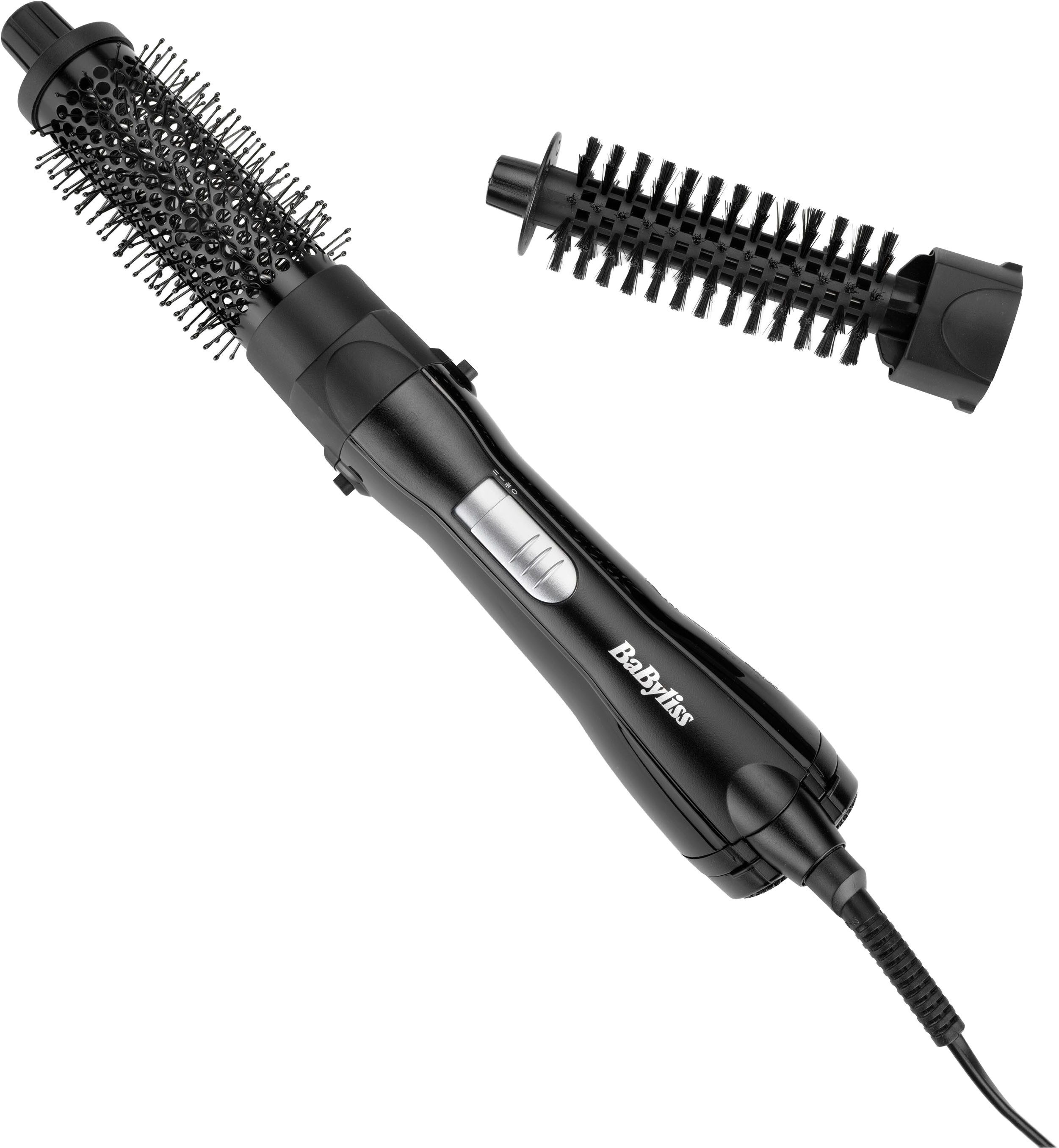 BaByliss Warmluftbürste BaByliss Shape & Smooth Warmluftbürste für kurze Haare, AS82E, 800 W, Rundbürstenföhn mit 2 Aufsätzen für Volumen und Fülle schwarz