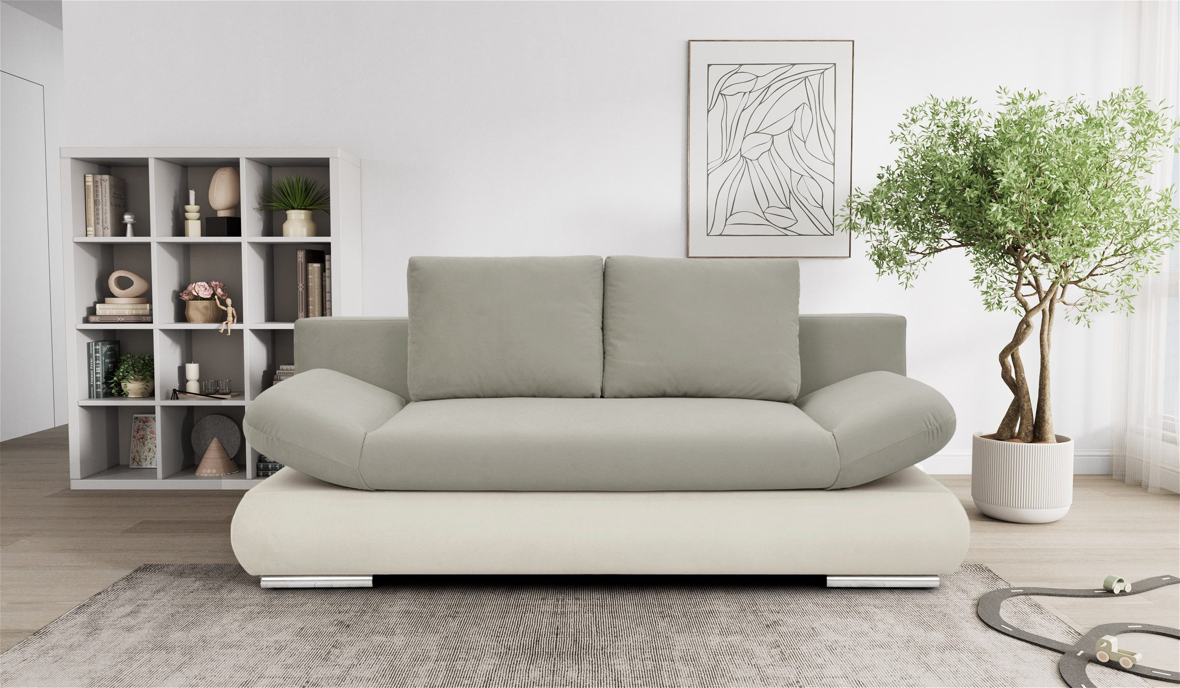 Hygger Möbelhaus Schlafsofa NEXT Schlafsofa mit Bettfunktion, Bettkasten & Federkern, 145 × 202 cm Liegefläche für den täglichen Schlaf, verstellbare Armlehnen, großer Bettkasten, pflegeleichter Bezug