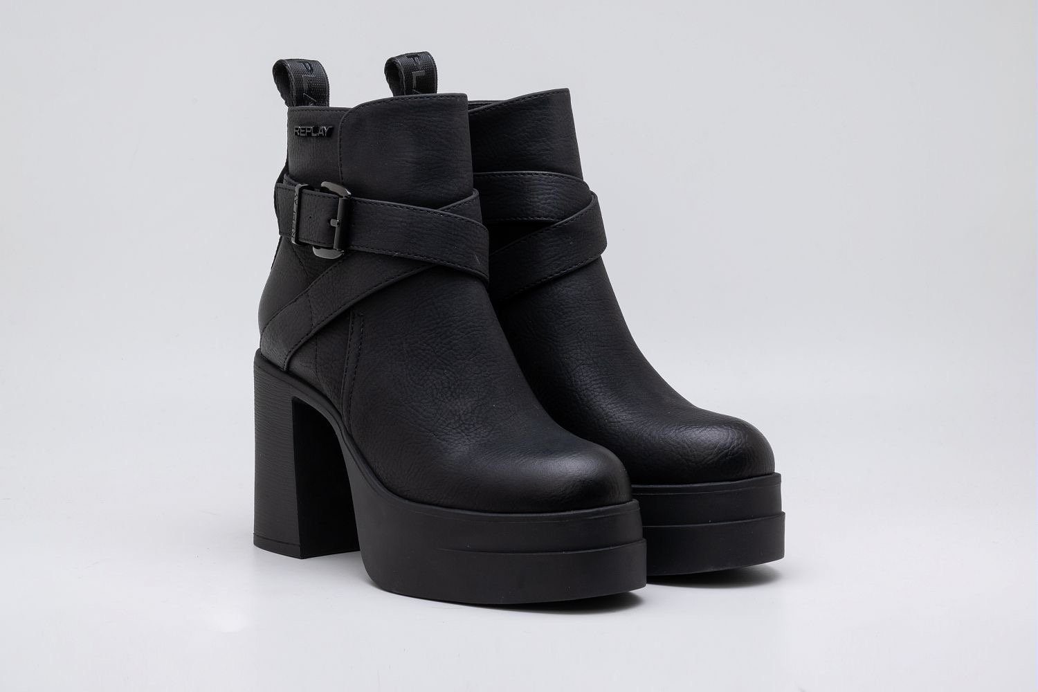 Replay ANGELA STRAP OIL Plateaustiefelette High Heel Stiefelette, Chunkyboots mit Anziehlasche und Zierriemchen