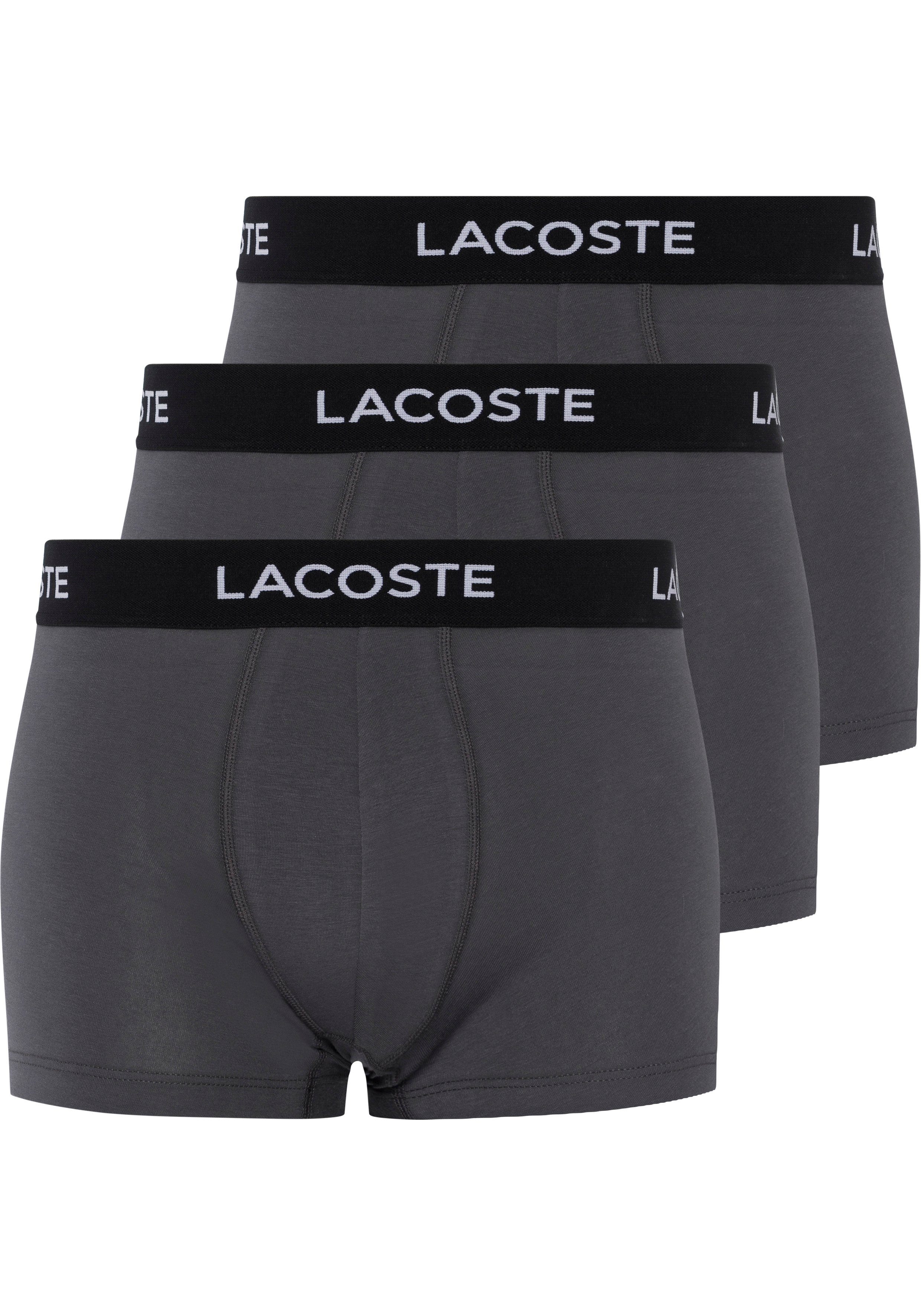 Lacoste Boxershorts (Packung, 3-St., 3er-Pack) mit Lacoste-Schriftzug am Bund grau-schwarz-weiß